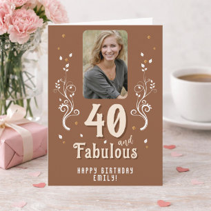 Tarjeta 40 y Fabuloso Follaje Foto Cumpleaños 40