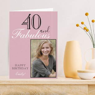 Tarjeta 40 y Fabuloso Moderno Elegante Cumpleaños Foto Ros
