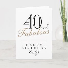 Tarjeta 40 y fabuloso tipografía elegante Cumpleaños 40