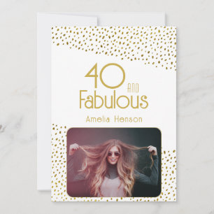 Tarjeta 40 y Fabulous Gold Purpurina Photo 40th Birthday