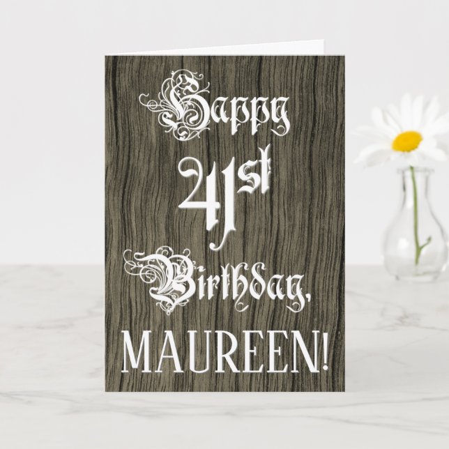 Tarjeta 41º cumpleaños: Elegante y brillante texto; aparie (Planta pequeña)