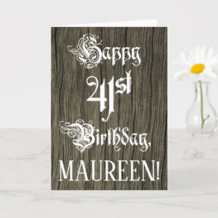 Tarjeta 41º cumpleaños: Elegante y brillante texto; aparie