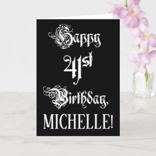 Tarjeta 41.º Cumpleaños: Elegante guión + nombre personali