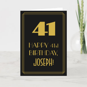Tarjeta 41 Aniversario ~ Art Deco Inspirado Aspecto "41" y