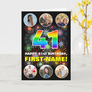 Tarjeta 41 Aniversario del Arcoiris divertido #, nombre pe
