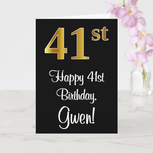 Tarjeta 41 Aniversario ~ Elegante Lujoso Faux Gold Look # (Orquídea)