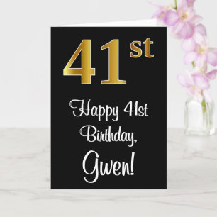 Tarjeta 41 Aniversario ~ Elegante Lujoso Faux Gold Look #