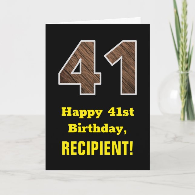 Tarjeta 41 Aniversario: Nombre, Patrón de grano de madera  (Anverso)