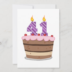 Tarjeta 41 años en el pastel de cumpleaños