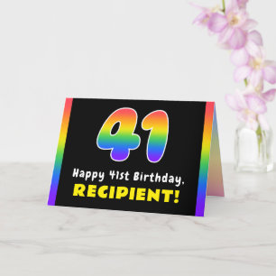 Tarjeta 41° cumpleaños: arcoiris colorido # 41, nombre per