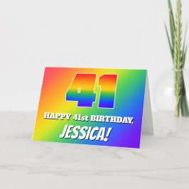 Tarjeta 41° cumpleaños: Patrón arcoiris multicolor # 41