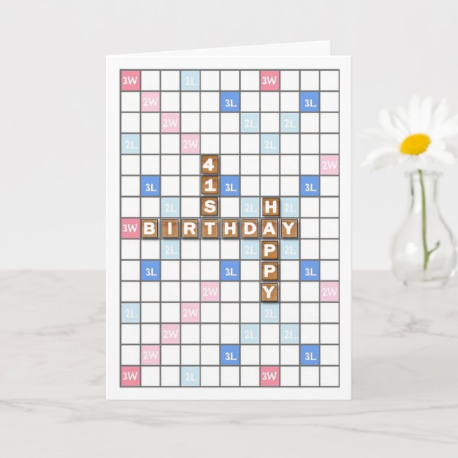 Tarjeta 41° cumpleaños, tabla de juegos de palabras (Planta pequeña)