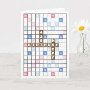 Tarjeta 41° cumpleaños, tabla de juegos de palabras