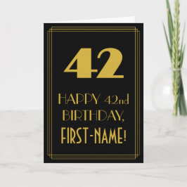 Tarjeta 42º cumpleaños - Estilo Art Decó "42" y nombre