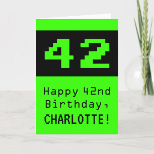 Tarjeta 42º cumpleaños: Nerdy / Geeky Style "42" y nombre
