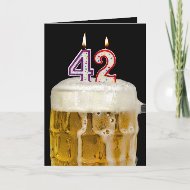 Tarjeta 42.ª Cerveza de cumpleaños con negro (Anverso)