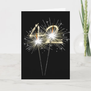 Tarjeta 42.ª estafadora de cumpleaños sobre negro