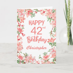 Tarjeta 42.ª Nacimiento Peach Peach Peonies Watercolor Flo