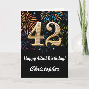 Tarjeta 42.º cumpleaños fuegos artificiales de arcoiris ne