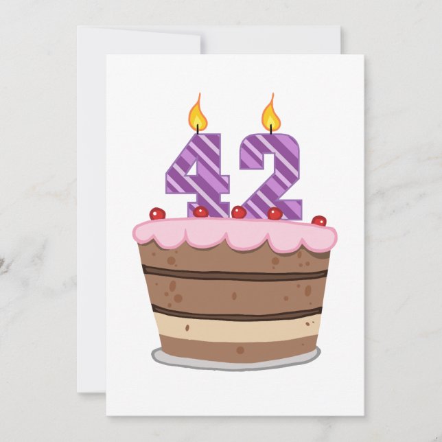 Tarjeta 42 años en el pastel de cumpleaños (Anverso)