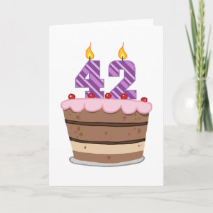 Tarjeta 42 años en el pastel de cumpleaños