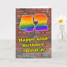 Tarjeta 42° cumpleaños: Arcoiris 42 inspirado en graffiti 