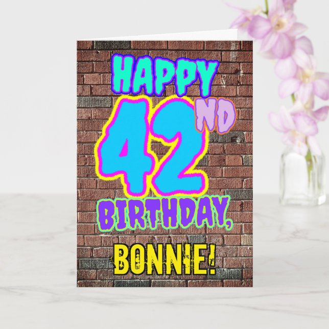 Tarjeta 42° cumpleaños - Diversión, graffiti urbano inspir (Orquídea)