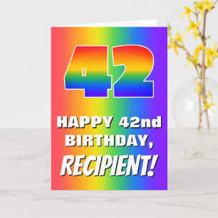 Tarjeta 42nd Birthday: Colorful, Fun Rainbow Pattern # 42