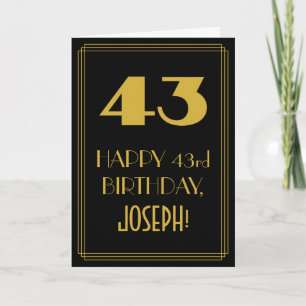 Tarjeta 43.ª Cumpleaños ~ Art Deco Inspirado Aspecto "43" 