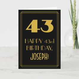 Tarjeta 43.ª Cumpleaños ~ Art Deco Inspirado Aspecto "43" 