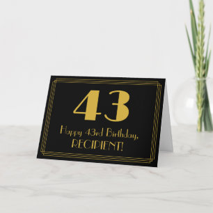 Tarjeta 43.º Cumpleaños: Estilo Art Decó Inspirado "43" + 