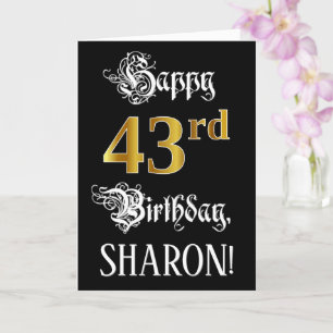 Tarjeta 43.ᵉʳ cumpleaños — Guión de faltas; aspecto de oro
