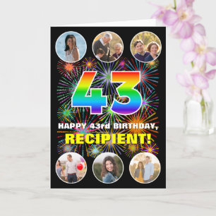 Tarjeta 43 Aniversario del Arcoiris divertido #, nombre pe