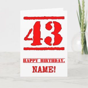 Tarjeta 43 Aniversario: Diversión, estampado rojo de goma