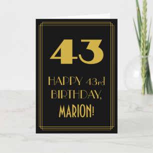 Tarjeta 43 Aniversario - Estilo Art Deco "43" y nombre ins