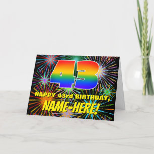 Tarjeta 43 Aniversario: Fuegos artificiales divertidos y c