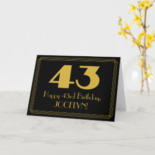 Tarjeta 43° cumpleaños: Art Deco inspirado look "43" y nom