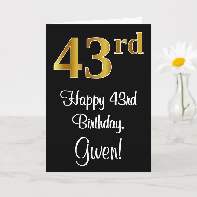 Tarjeta 43 cumpleaños ~ Elegante lujoso Faux Gold Look # (Planta pequeña)