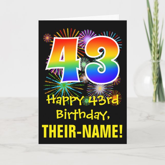 Tarjeta 43° cumpleaños: Patrón de fuegos artificiales dive (Anverso)