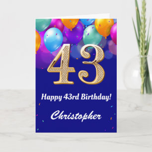 Tarjeta 43 Globos de color azul y oro de la marina de cump