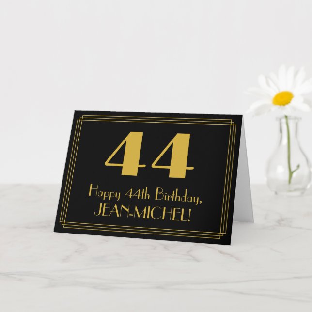 Tarjeta 44º cumpleaños: Aspecto inspirado en el Art Deco " (Planta pequeña)