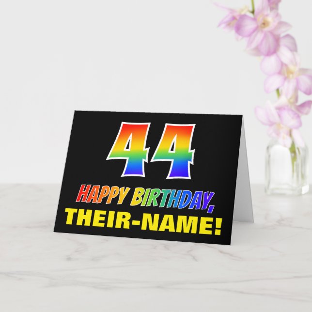 Tarjeta 44º cumpleaños: audaz, divertido, simple, arcoiris (Orquídea)