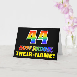 Tarjeta 44º cumpleaños: audaz, divertido, simple, arcoiris