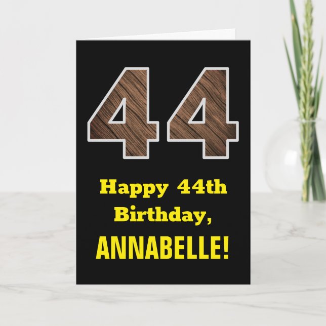 Tarjeta 44º cumpleaños: Nombre, Patrón de grano de madera  (Anverso)