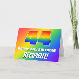 Tarjeta 44º cumpleaños: Patrón arcoiris multicolor # 44