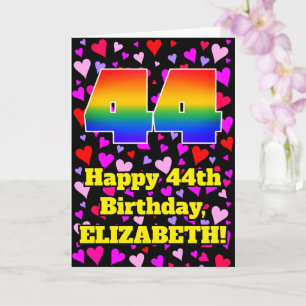 Tarjeta 44º cumpleaños: Patrón de corazones amorosos, arco