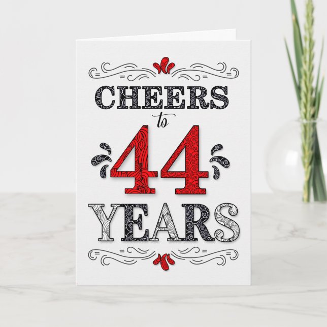 Tarjeta 44 Alegres de cumpleaños en el patrón negro blanco (Anverso)