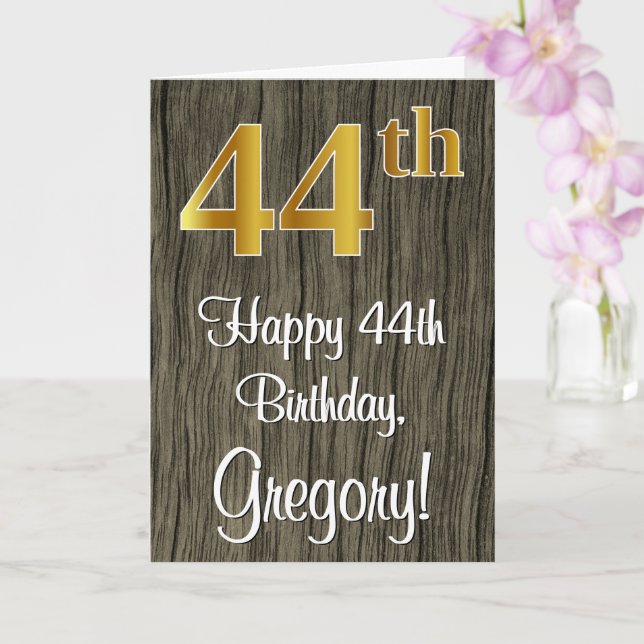 Tarjeta 44 Aniversario de la Faux Elegant Faux Gold Look # (Orquídea)