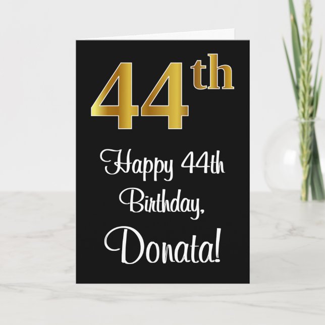 Tarjeta 44 Aniversario ~ Elegante Lujoso Faux Gold Look # (Anverso)