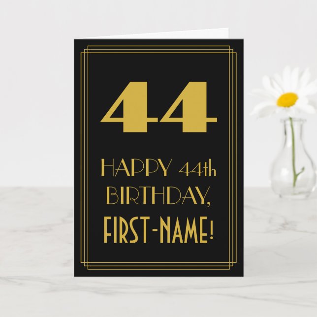Tarjeta 44 Aniversario - Estilo Art Deco inspirado "44" y  (Planta pequeña)